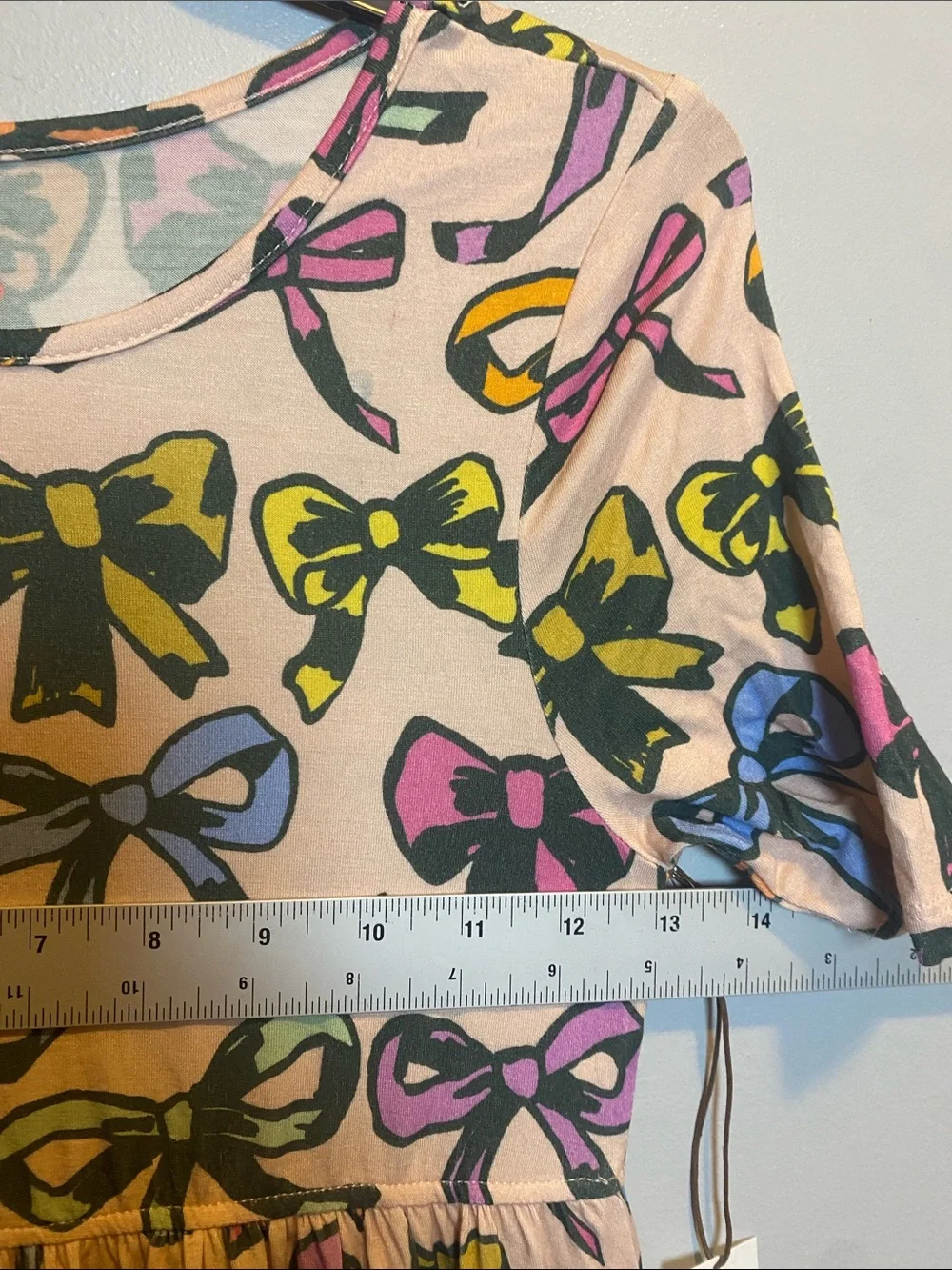 Pink Chicken Girls Bamboo Steph Dress NWT Girls 8 Pink Bows Short Sleeve Stretch